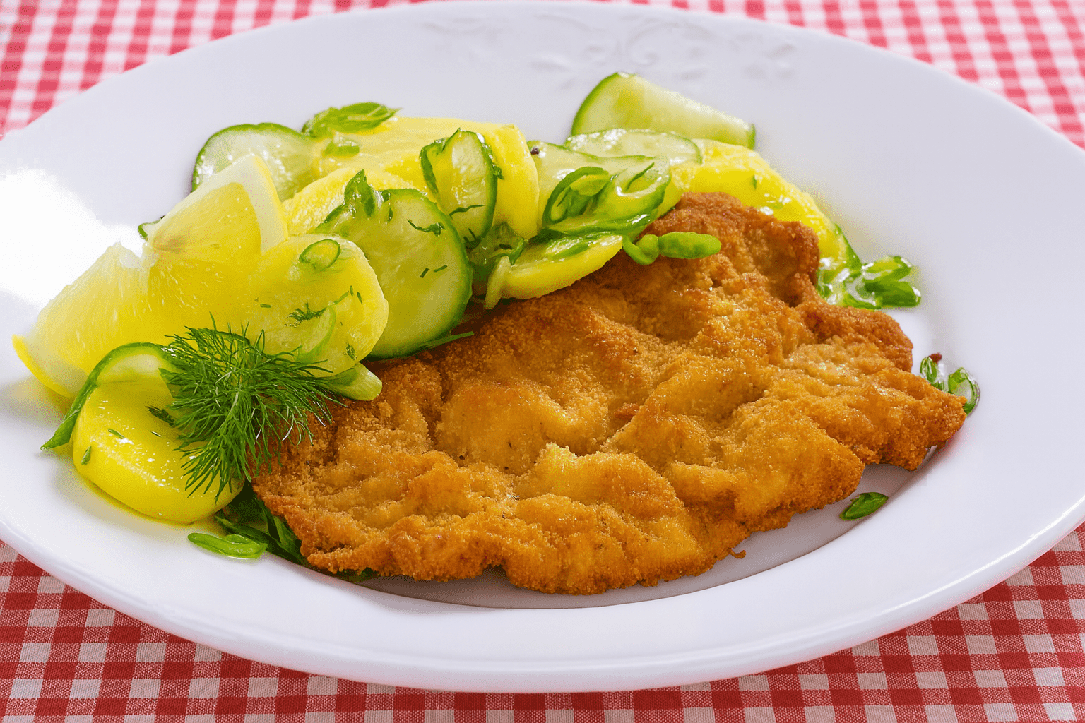 Schnitzel mit Kartoffel-Gurken-Salat (Wiener Art)